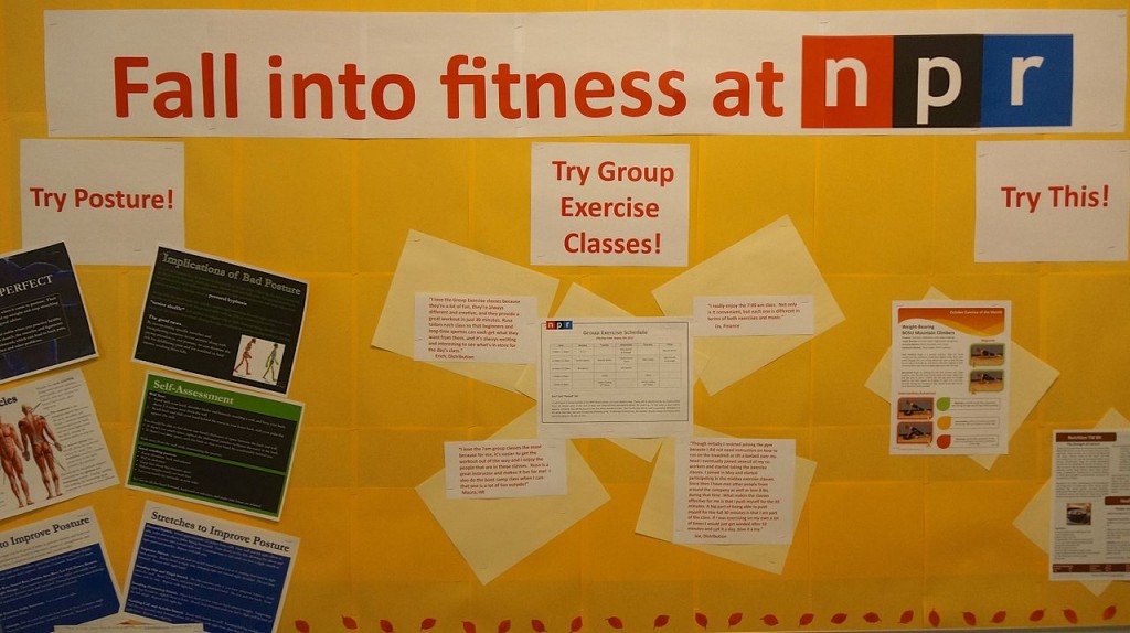 A friendly-looking memo board at NPR. They should try jogging in Vegas! See below. (Photo: Ted Eytan, 2013.)