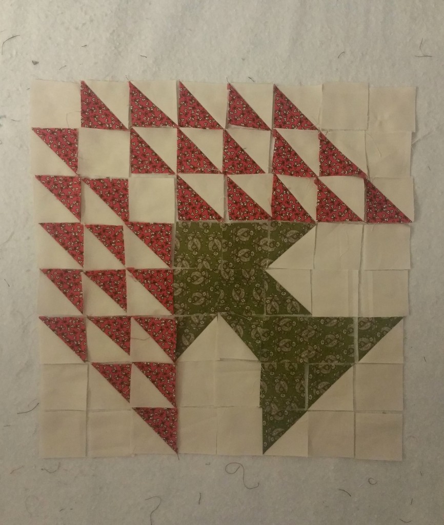 The Tree of Life quilt block, currently up on my design wall. 