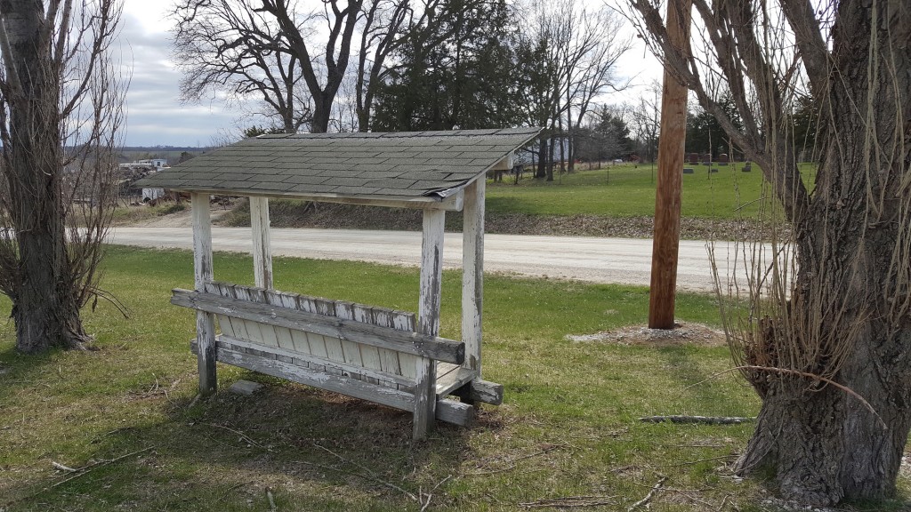 The bus stop my dad made for me and my sisters so we would have shelter waiting for the school bus each day. Photo: Me