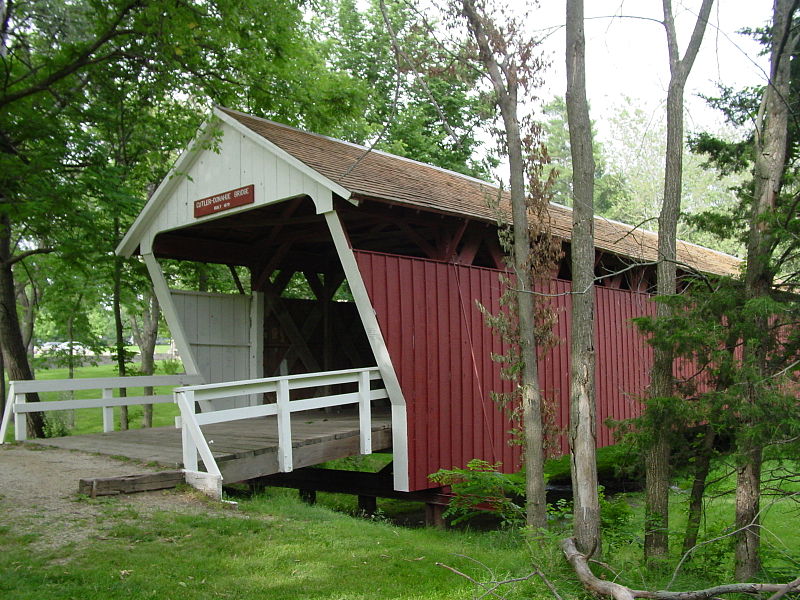 The covered bridge in the Winterset City Park. Photo: Wikipedia.