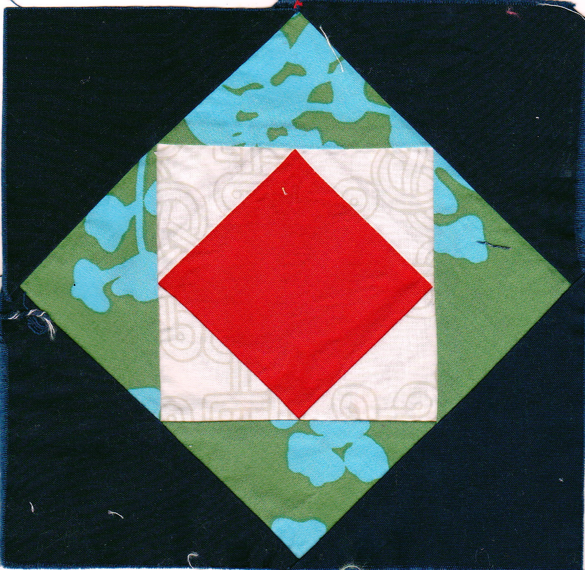 The mighty Economy block. Yeah, I know my seam allowance is pretty skimpy up top. Nobody's perfect. Block and image: Me