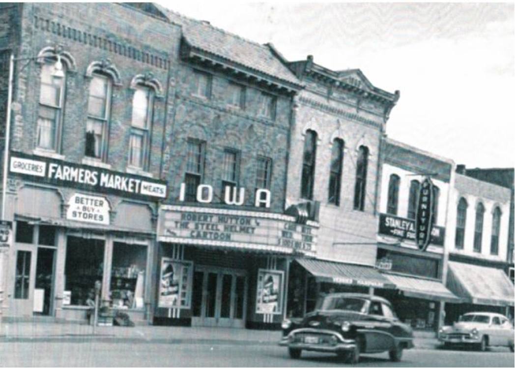 The Iowa Theater, Winterset, IA town square, 1951. Photo: [Checking on it!]