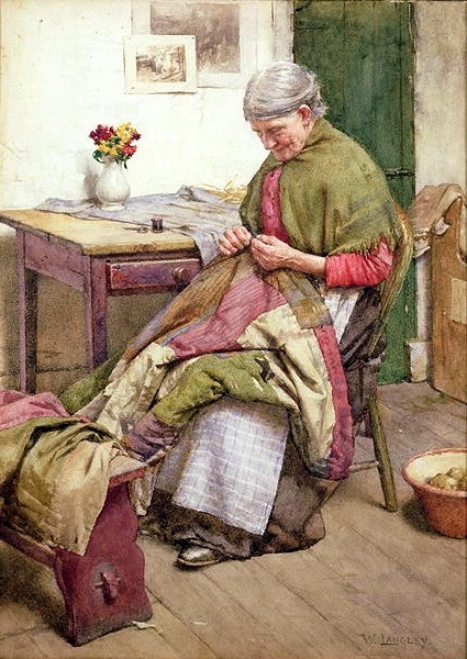 "The Old Quilt [SCOUT]" by Walter Langley, date unknown. Image: Wikipedia. 