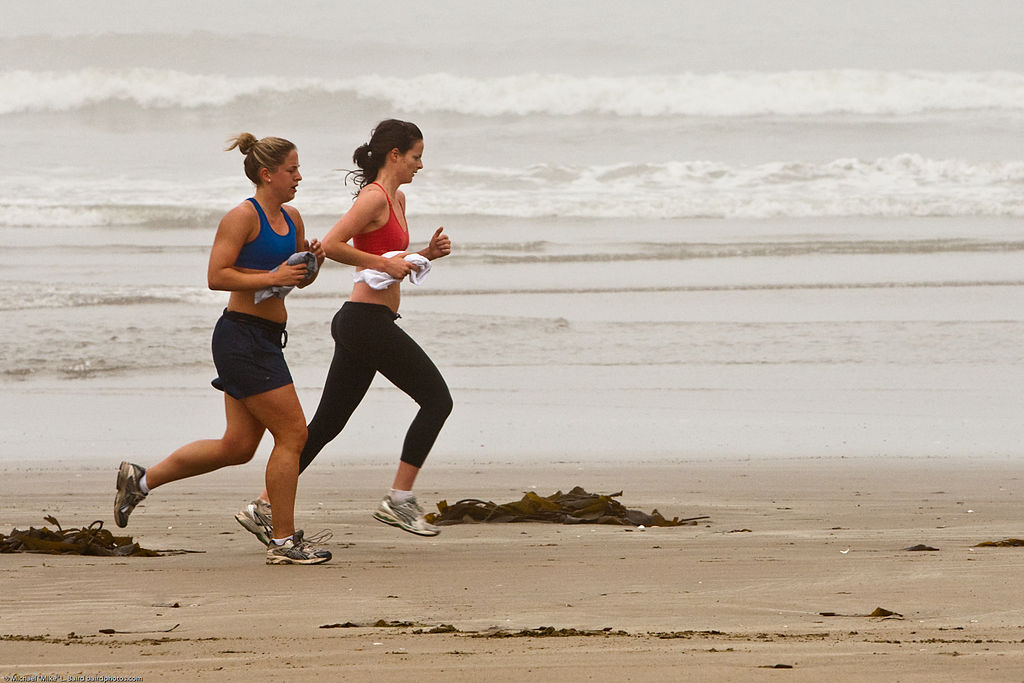 What a great place to jog! A beach! Go girls, go! Photo: Wikipedia.