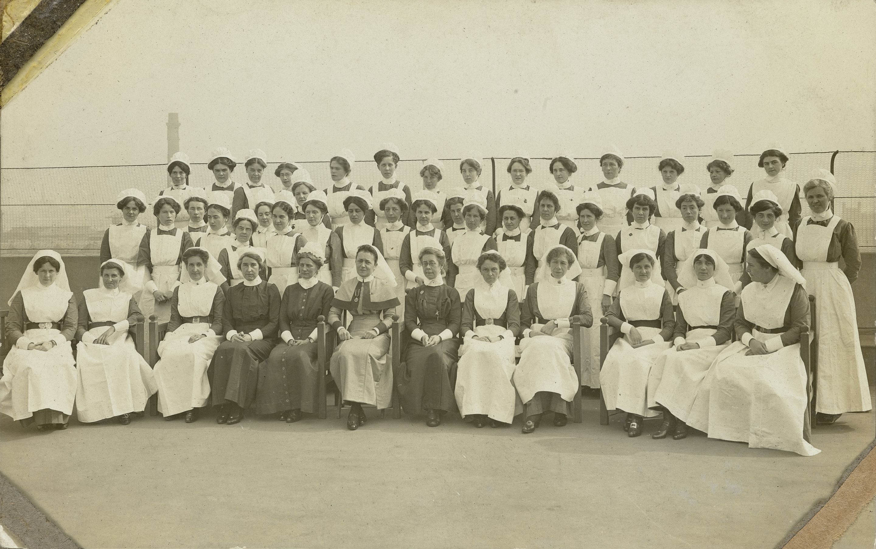 "The Matron, Floor Sisters. Ward Sisters all qualified Nurses and paid as such". Credit: The RAMC Muniment Collection in the care of the Wellcome Library Archives & Manuscripts Keywords: World War I. (Image: Wikipedia.)