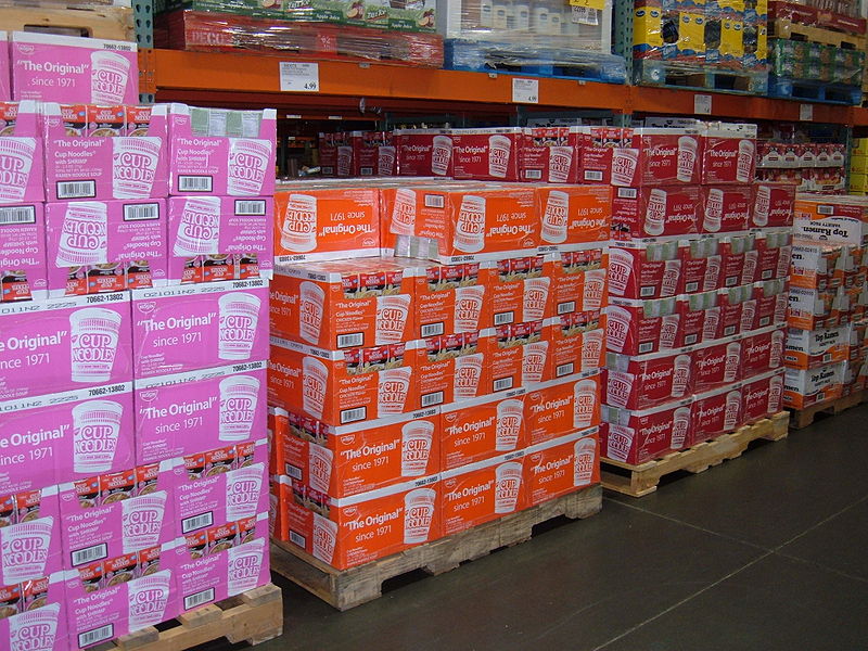Instant noodles for sale at Costco. Not that Top Ramen saved my life, not Cup O' Noodles, but I support all instant noodle companies and their products. Image: Wikipedia.